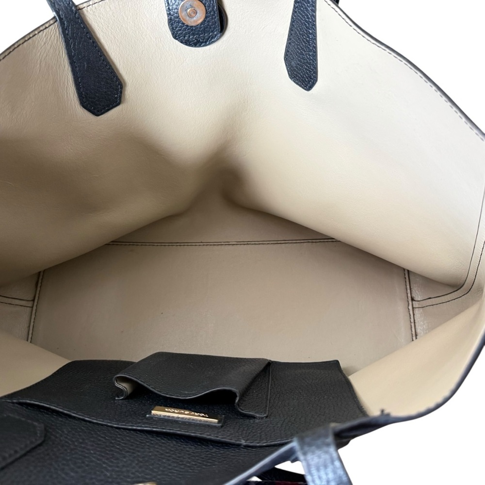 Tory Burch Perry Tote Pebbled Black Leather Gold - Picture 8 of 15